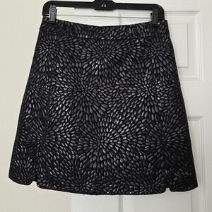 LOFT Jacquard Shimmer Black Metallic Mini Skirt, Size 2